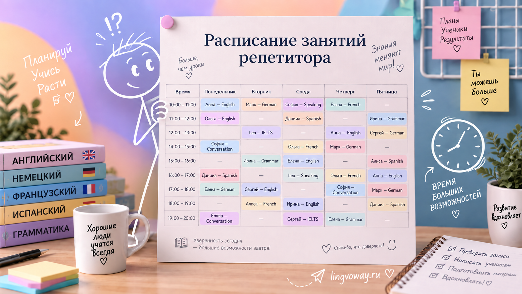 Расписание занятий репетитора: шаблон, правила и сервисы