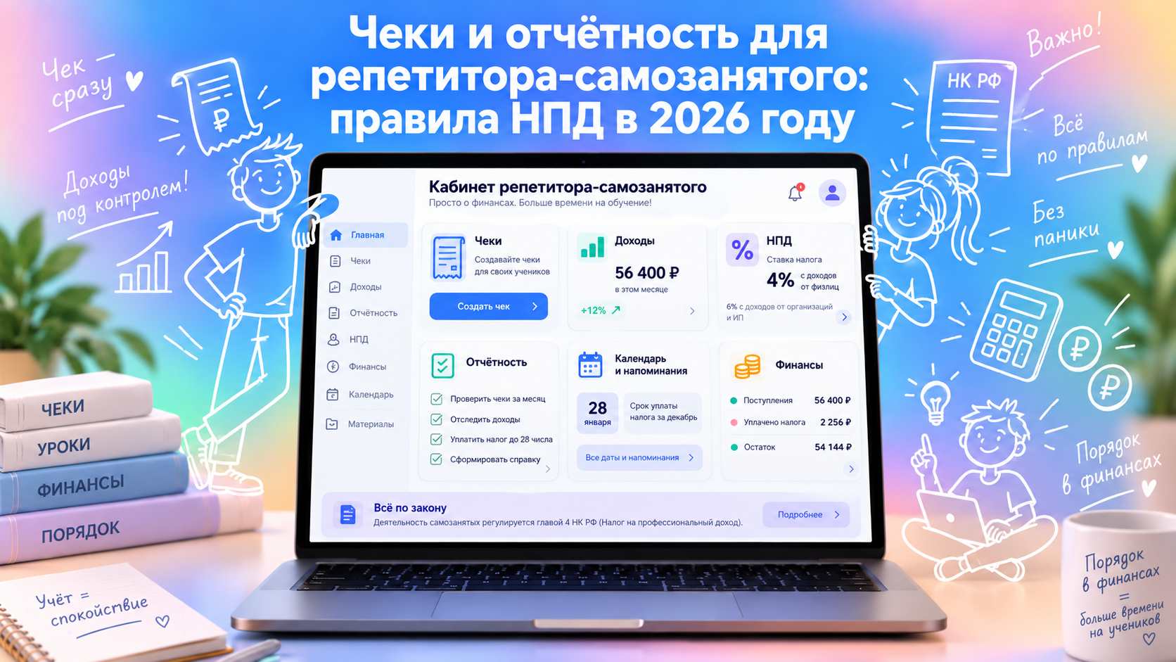 Чеки и отчётность для репетитора-самозанятого: правила НПД в 2026 году